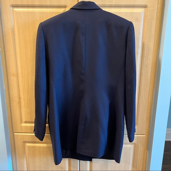 VINTAGE Navy Oversized Double Breasted Wool Blazer w Gild Buttons - Picture 3 of 9